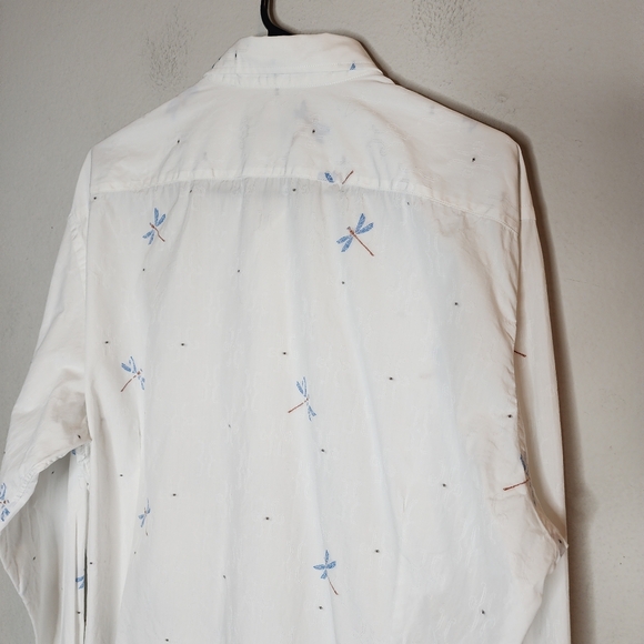 Etro Dragonfly Embroidered Coupe Long-Sleeve Button White Shirt Size Italy 44 XL - Picture 10 of 16